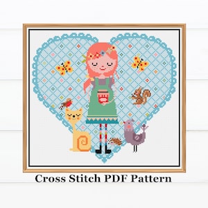 Little Girl Cross Stitch Pattern / Kids Crafts / Nursery Cross Stitch / Instant Download PDF