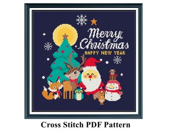 Merry Christmas #5 Cross Stitch Pattern / Santa Claus / Counted Cross Stitch /Noel Cross Stitch / Digital Pattern