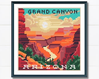 Grand Canyon Cross Stitch Pattern: Arizona Landscape Needlepoint (Digital PDF)