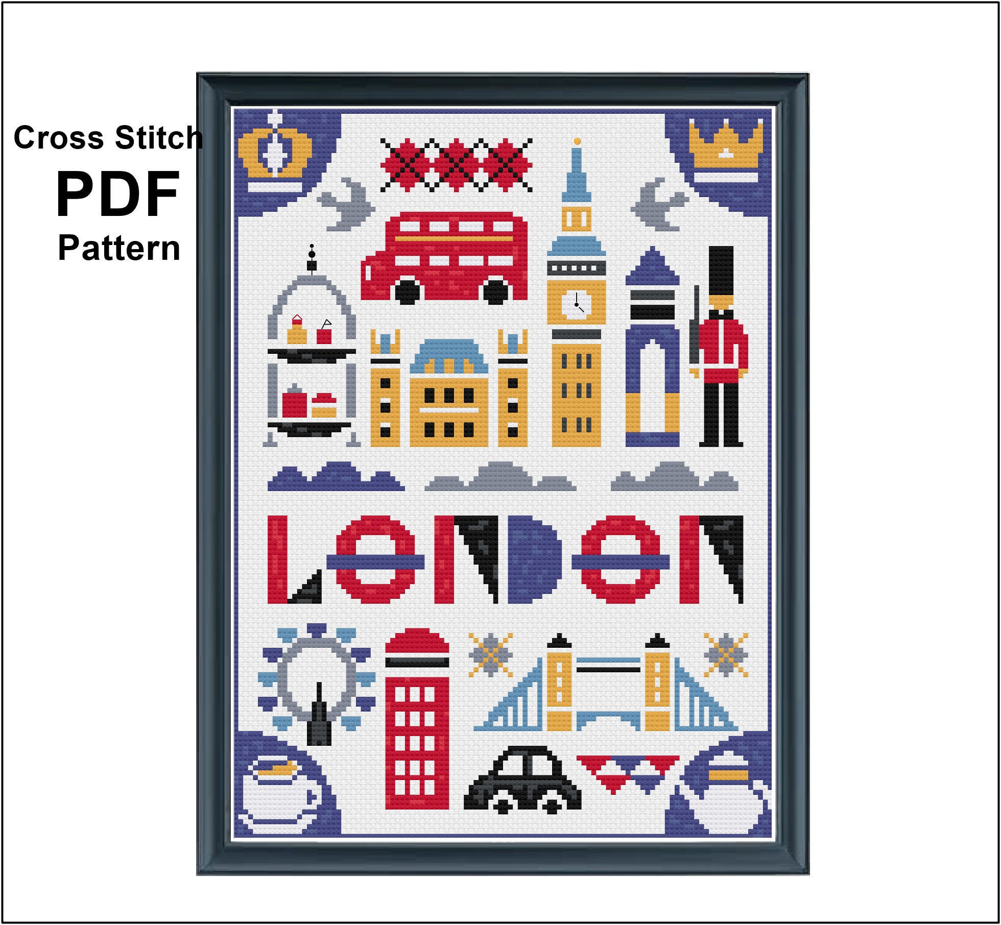 London city cross stitch digital pattern / Modern easy cross Etsy