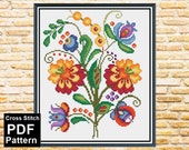 Folk Floral Cross Stitch Pattern: Polish Embroidery (Instant Download PDF)