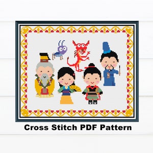 Mulan Cross Stitch Digital Pattern / Cartoons Characters  Neddlepoint /Instant Download PDF