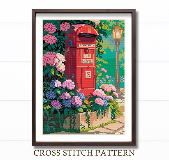 Letter Box  Cross Stitch Pattern - Vintage Needlepoint - DIY Home decor - Digital PDF  Pattern