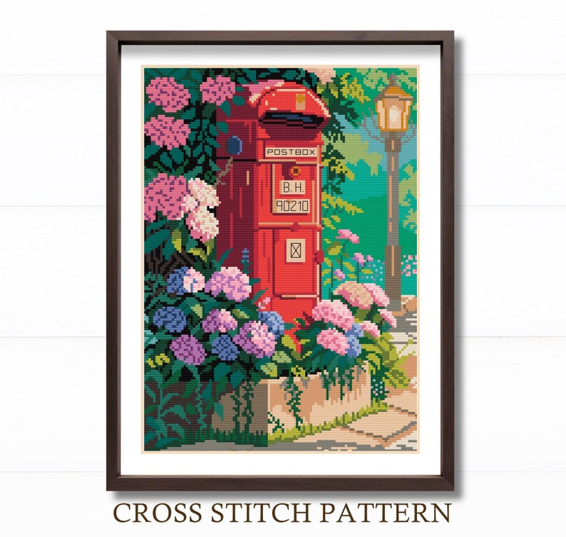 Letter Box Cross Stitch Pattern - Vintage Needlepoint - DIY Home decor - Digital PDF Pattern image 1