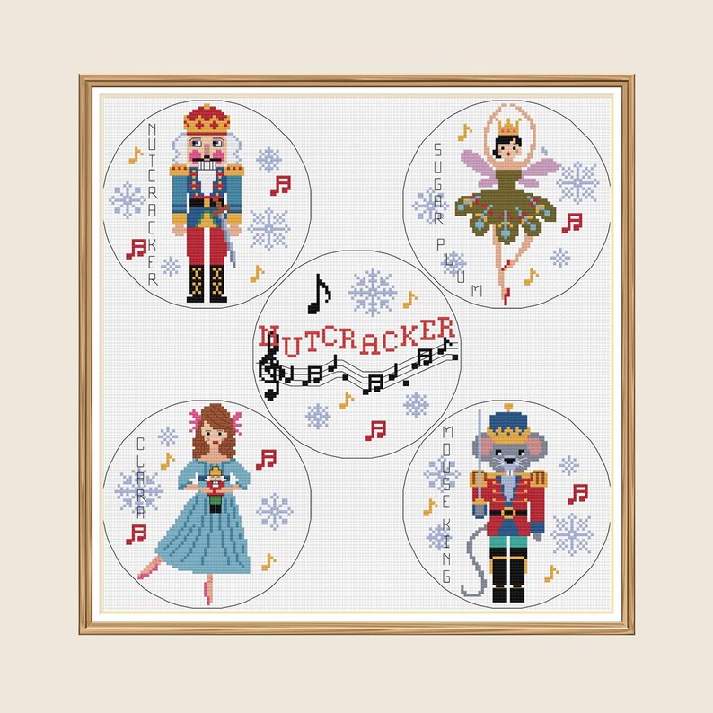 Nutcracker Ornament Set - Five Cross Stitch Pattern Pdfs - Instant ...