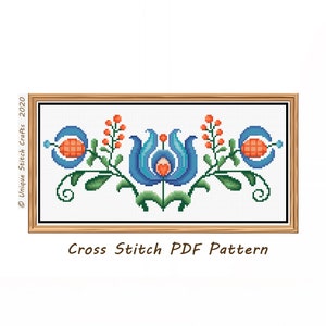 Folk Floral #3 Cross Stitch Pattern / Traditional modern cross stitch / Instant Download PDF