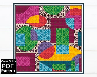 Abstraktes geometrisches Kreuzstichmuster: Moderne Kunst (PDF-Muster)