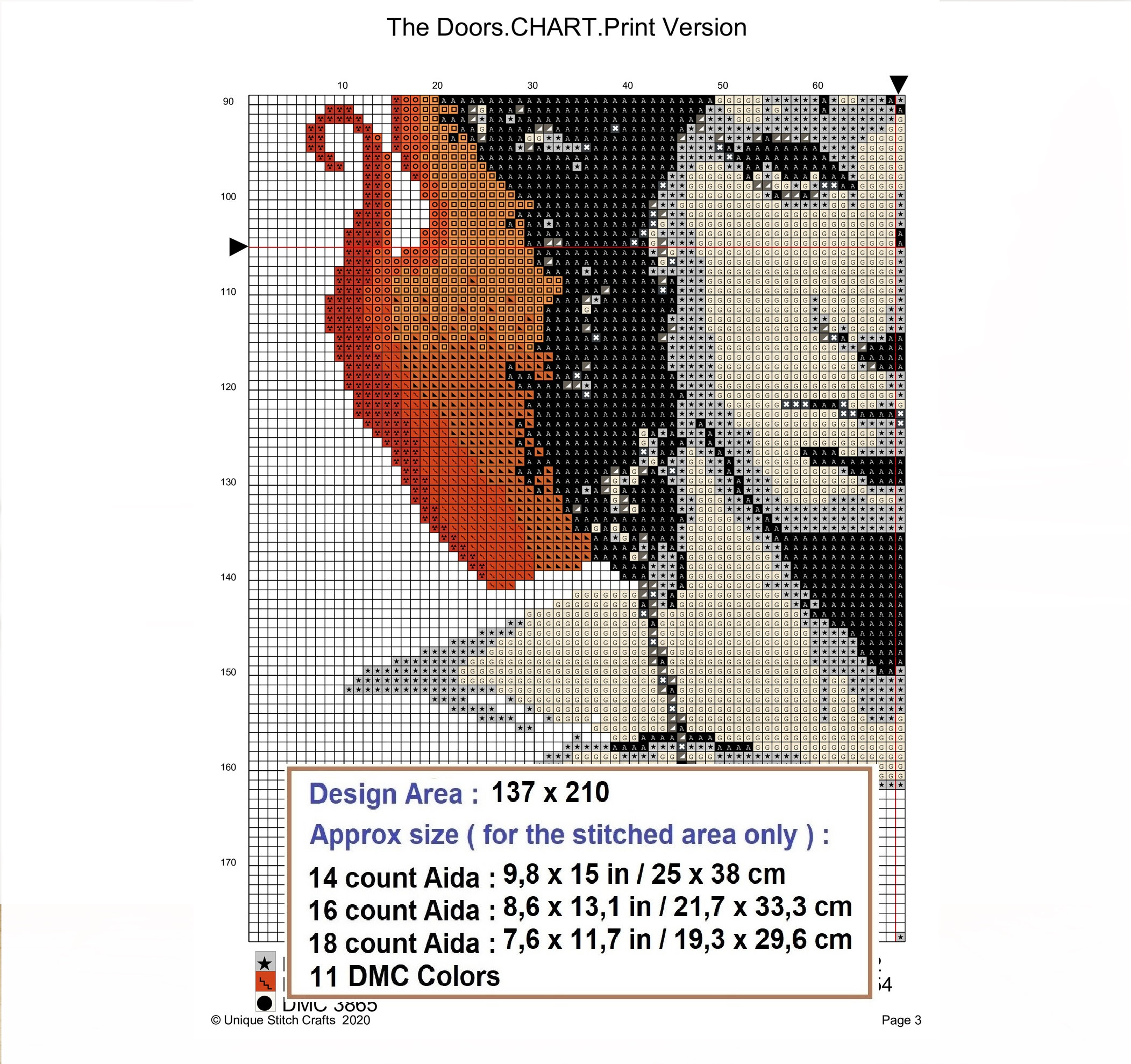 Cover Art Cross stitch chart pattern of The Doors Jim Morrison Album LP