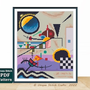 Kandinsky-Contrasting Sounds cross stitch pattern / Modern Painting cross stitch / Needlepoint / Embroidery / Digital PDF Pattern