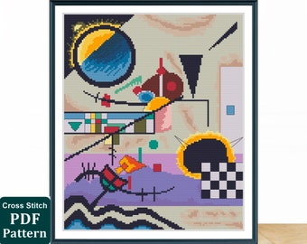 Kandinsky Contrasting Sounds Cross Stitch Pattern: Modern Art (Digital PDF Pattern)