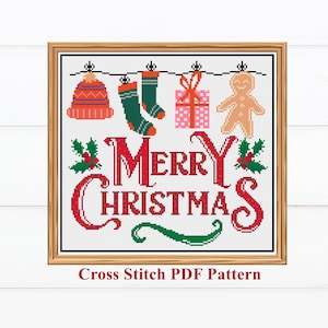 Merry Christmas Cross Stitch Pattern: Noel Holiday Decor (Digital PDF)