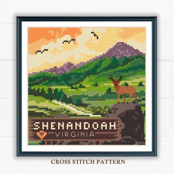 Mini Shenandoah Landscape Cross Stitch Pattern - American National Parks - Embroidery - Needlepoint - Digital Pdf Pattern