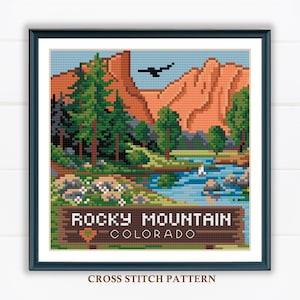Rocky Mountain Kreuzstichmuster / Colorado Landschaft Landschaft / Nationalpark Landschaft/ Digital Format-PDF /Stickerei