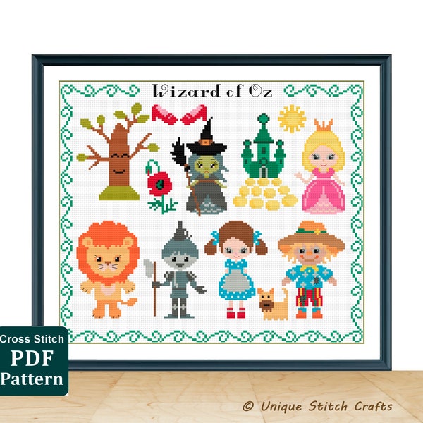 Wizard of Oz Cross Stitch Digital Pattern / Fairytale  Needlepoint /Instant Download PDF