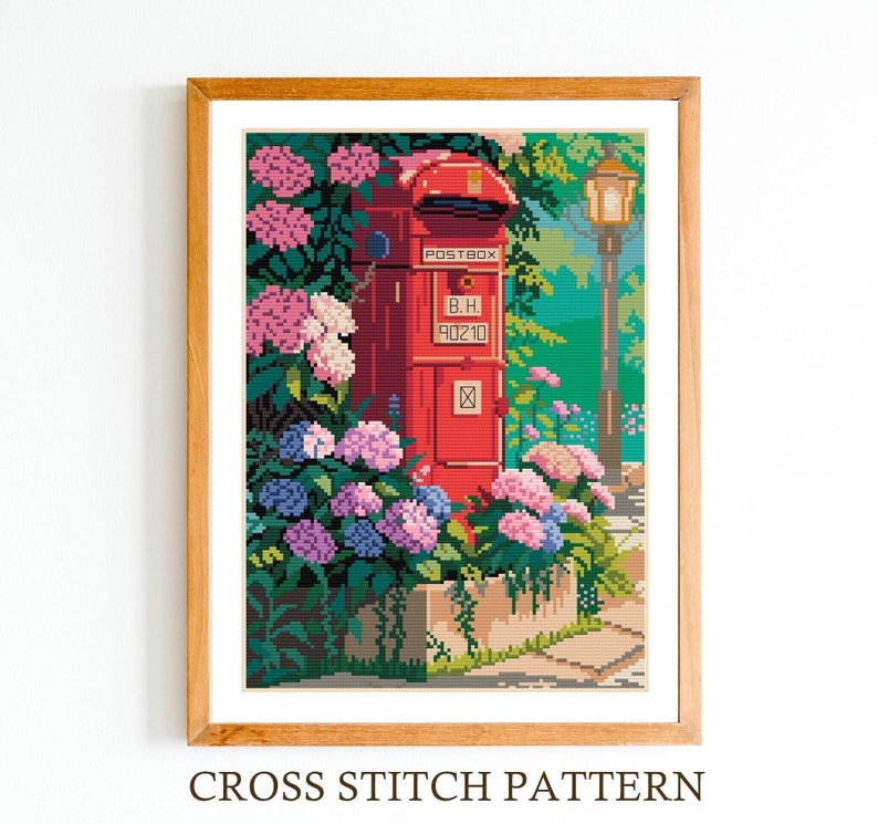 Letter Box Cross Stitch Pattern - Vintage Needlepoint - DIY Home decor - Digital PDF Pattern image 2