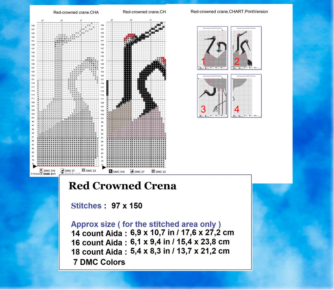 Red-crowned Crane Cross Stitch Pattern / Birds Neddlepoint - Etsy