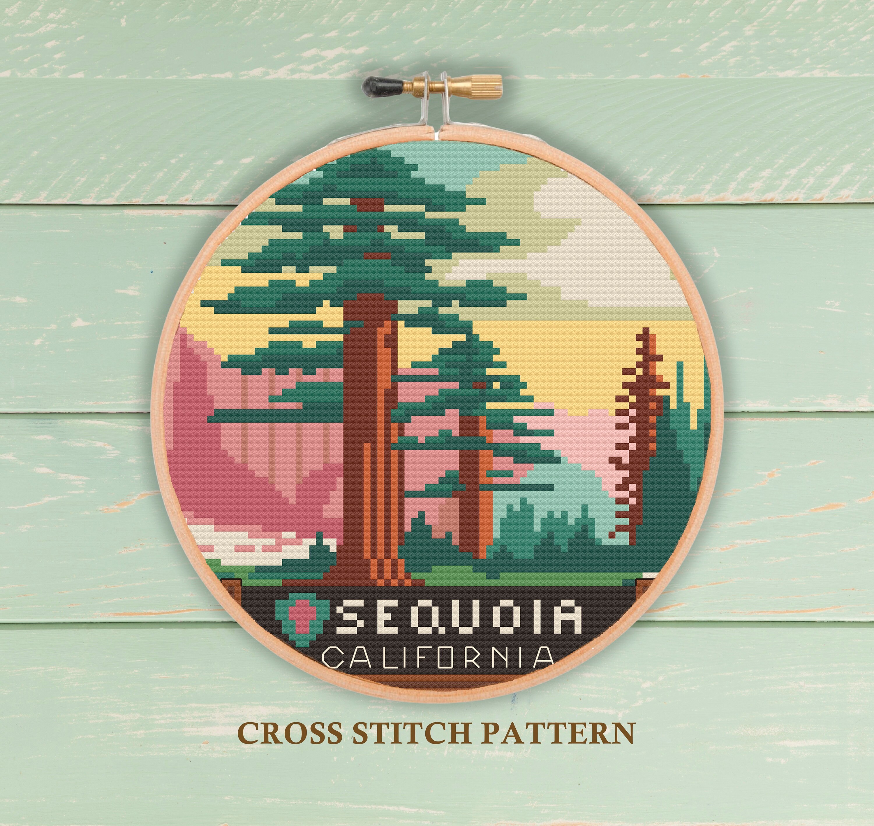 Kreuzstich-Set Sequoia National Park – Inkl. Stoff, Garn, Nadeln, Muster & Zubehör, 120 X 120 Stiche Auf AIDA 16