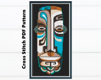 African Art Cross Stitch Pattern / African Mask Cross Stitch / Instant Download PDF