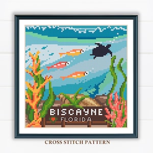 Biscayne National Park Cross Stitch Pattern - Florida Landscape - Getelde Cross Stitch - Natuurborduurwerk - Digitaal formaat-PDF