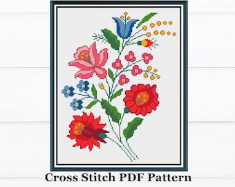 Hungarian Folk Floral Cross Stitch Pattern (PDF)