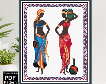 African Women #1 Painting Cross Stitch Digital Pattern /  Instant Download PDF