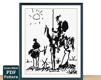 Don Quixote by Picasso Cross Stitch Pattern: Modern Art (Digital PDF Pattern)