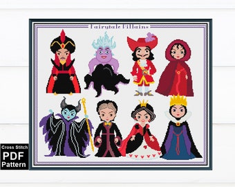 Cartoons Villains Cross stitch Digital Pattern /  Cartoons Embroidery / Instant Download PDF