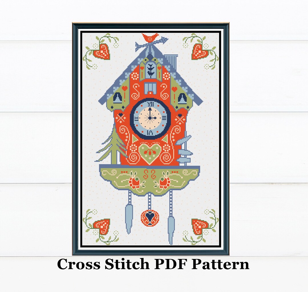 Lindo Reloj de Cuco Patron Punto de Cruz Manualidades Infantiles Descarga Instantanea PDF Patron Digital Etsy Espana