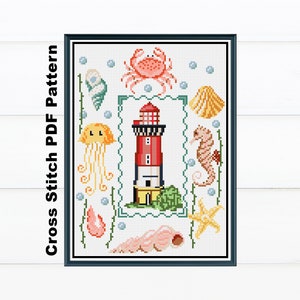 Sea Life Cross Stitch Digital Pattern / Under The Sea Needlepoint / Instant Download PDF