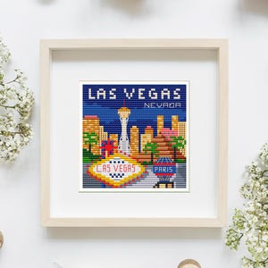 Las Vegas Cross Stitch Pattern: Retro American City Needlepoint (PDF Download)