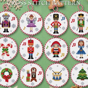 Nussknacker Ornament Set - 12 Kreuzstichmuster PDFs - Instant Download - Weihnachtsdekor - Nadelspitze