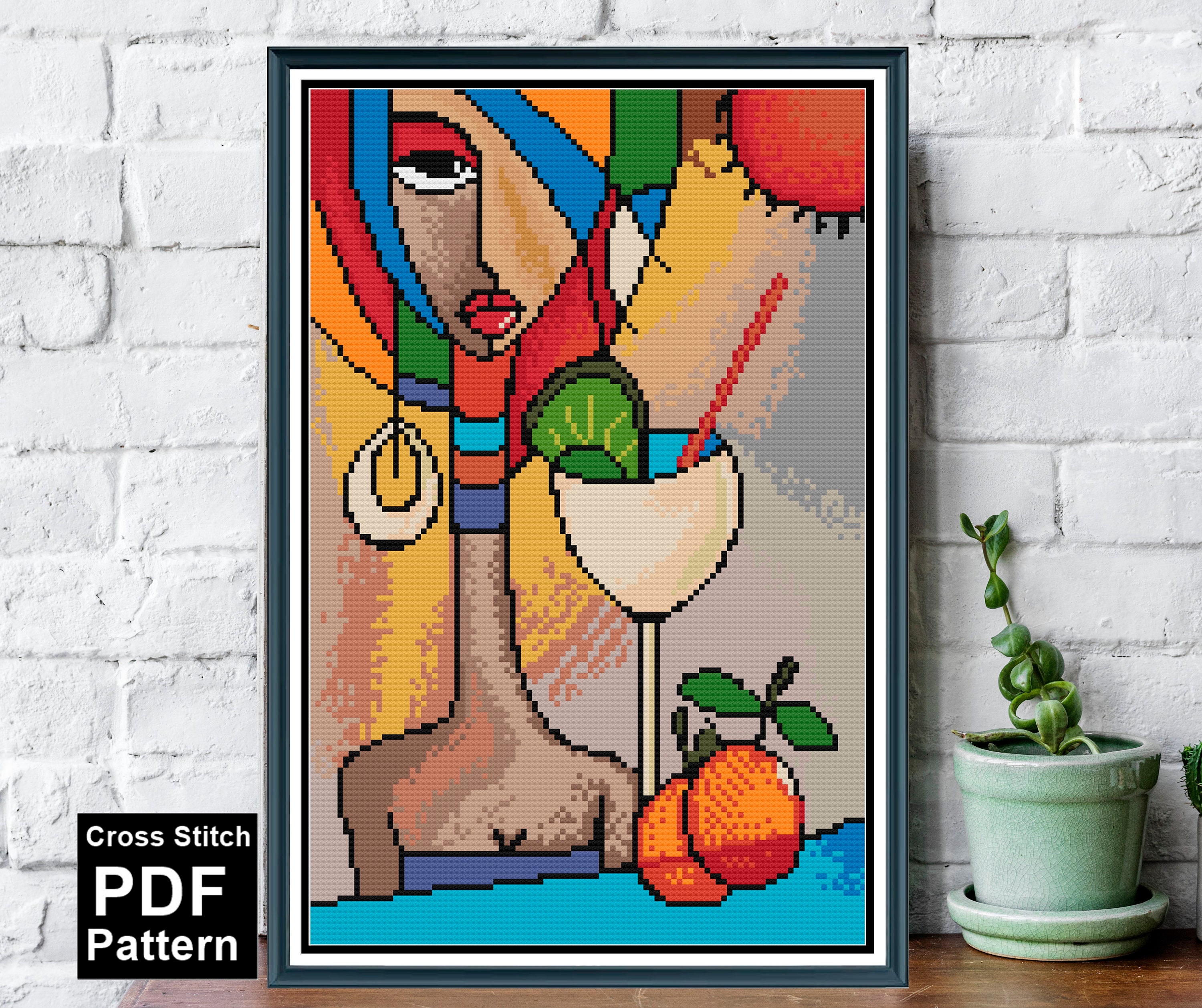 Modern Easy Pop Art Painting Cross Stitch Digital Pattern / | Etsy