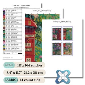 Letter Box Cross Stitch Pattern - Vintage Needlepoint - DIY Home decor - Digital PDF Pattern image 4