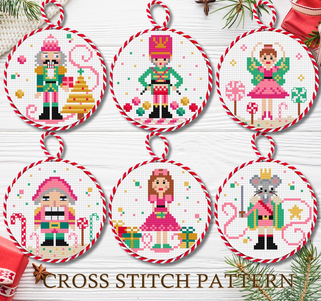 Nutcracker Ornament Set - 6 Cross Stitch Pattern Pdfs - Instant ...