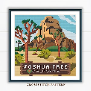 Joshua Tree Cross Stitch Pattern / National Parks Needlepoint / California Landscape / Instand Download PDF