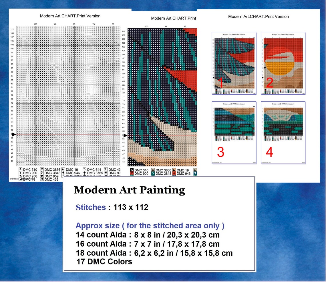 Modern Art Painting Cross Stitch Pattern Famous Painting Etsy