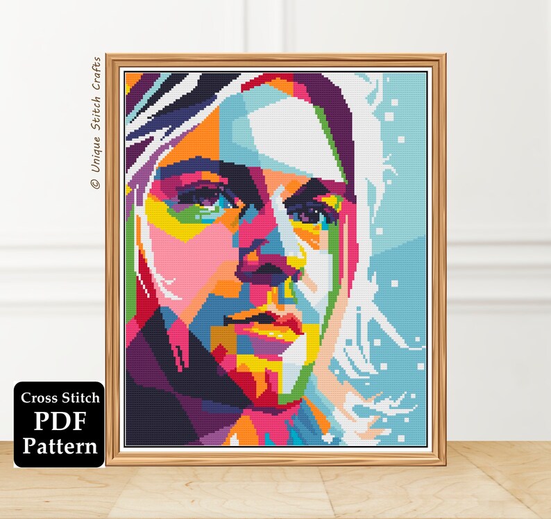 Kurt Cobain Cross Stitch / Embroidery / Needlepoint / DIY Pop Etsy