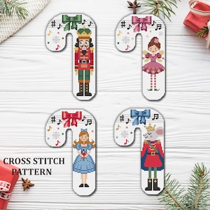 Kruissteekpatroon notenkraker snoepriet: kerstornament (pdf)