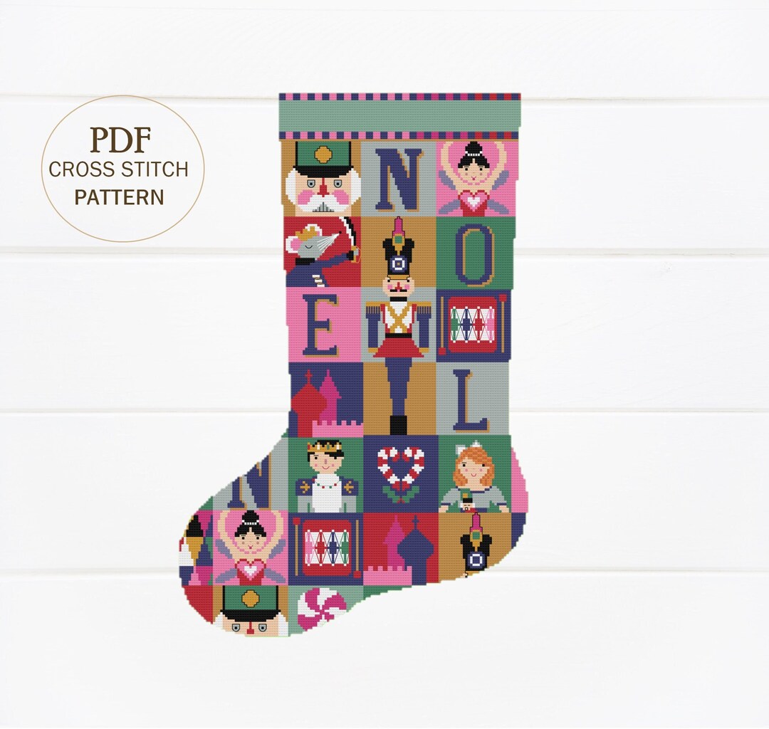 Puzzle Nutcracker Christmas Stocking Cross Stitch Pattern / Needlepoint