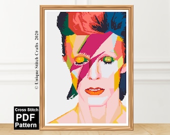 David Bowie Cross Stitch Pattern / Rock Singers Cross Stitch / Digital Pattern PDF