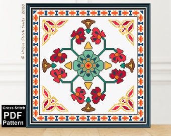 Floral Cross Stitch Pattern: Modern Folk Embroidery (PDF Pattern)