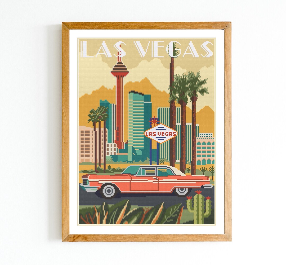 Las Vegas Cross Stitch Pattern / Needlepoint / American Travel Cross