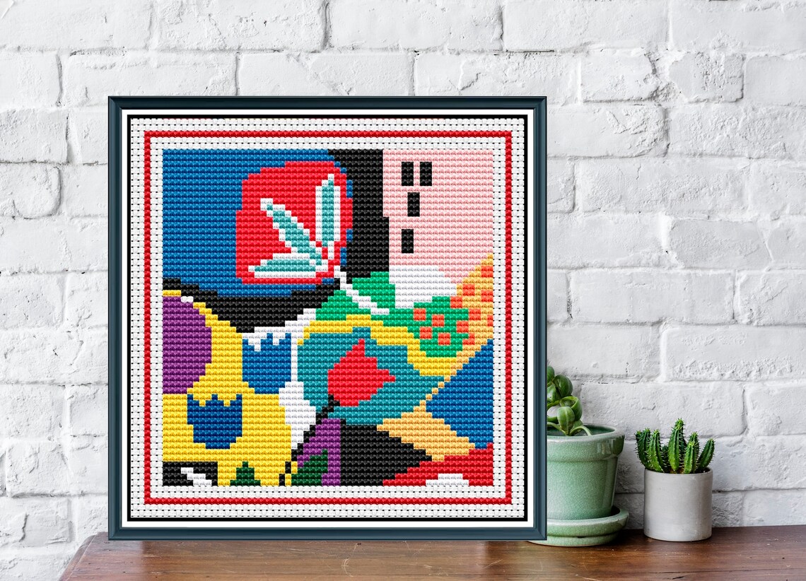 Set of 4 Modern Easy Painting Cross Stitch Digital Pattern / - Etsy