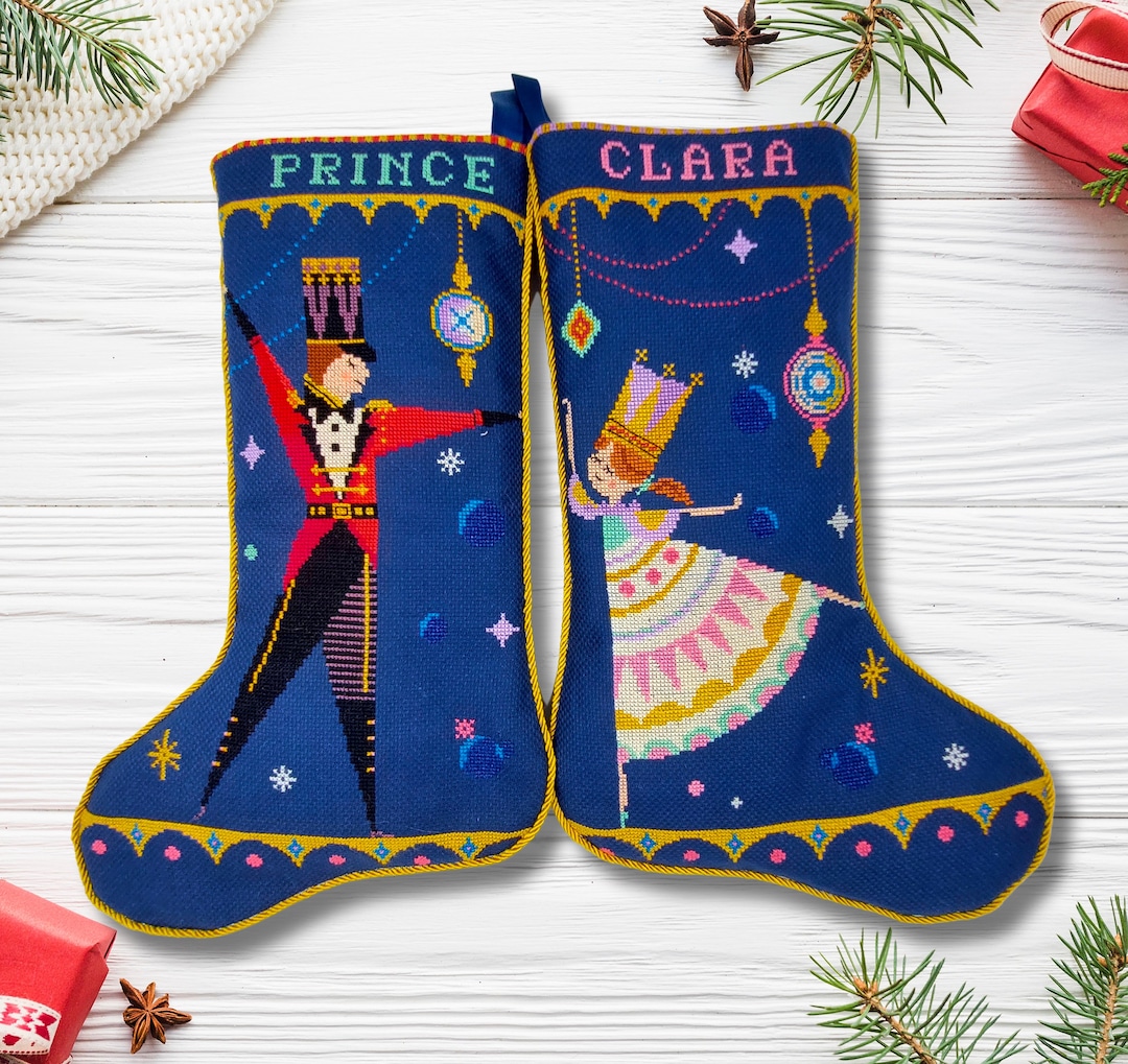 Set of 2 Nutcracker Christmas Stocking Cross Stitch Pattern