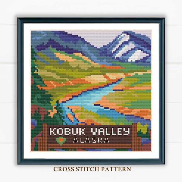 Kobuk Valley Cross Stitch Pattern / National Park / Alaska Landscape Needlepoint / Embroidery / Counted Cross Stitch / Digital PDF Pattern