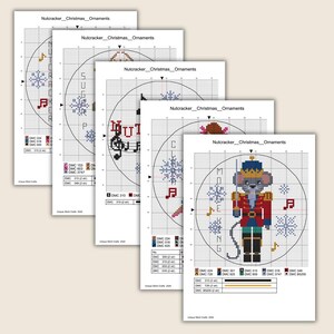 Nutcracker Ornament Set - Five Cross Stitch Pattern Pdfs - Instant ...
