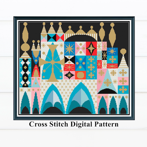 It's a Small World 2 Cross Stitch Pattern / Mary Blair's  Castle Cross Stitch /Modern Easy cross stitch /  Instant Download PDF