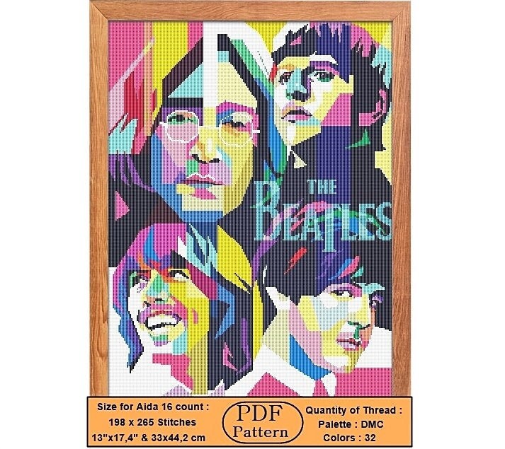 The Beatles Cross Stitch PDF Pattern / John Lennon Needlepoint | Etsy