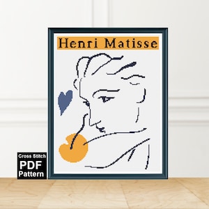 Henri Matisse Cross Stitch Pattern / Woman Cross Stitch / Famous Painting / Digital PDF Pattern