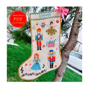 Nussknacker Weihnachtsstrumpf Kreuzstichmuster / Noel DIY Decor Pattern / Digitales PDF Pattern